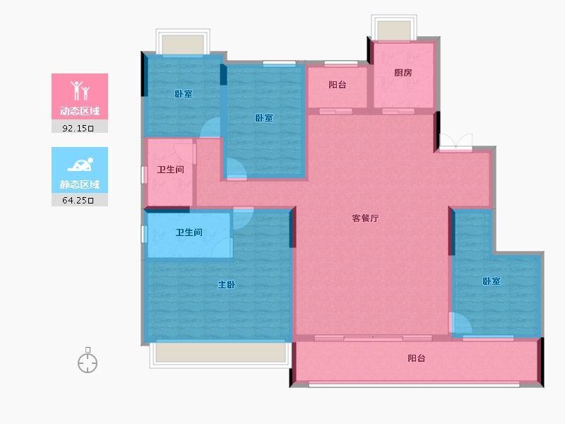 湖南省-长沙市-建发玖洲和玺-140.80-户型库-动静分区