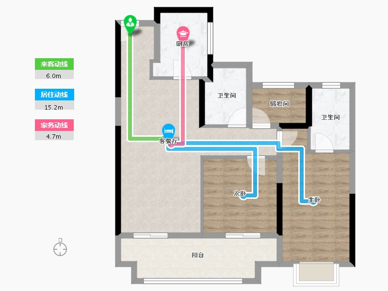 江苏省-苏州市-张家港公馆1790-84.68-户型库-动静线