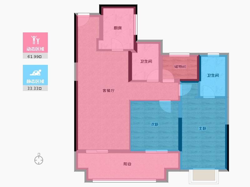 江苏省-苏州市-张家港公馆1790-84.68-户型库-动静分区