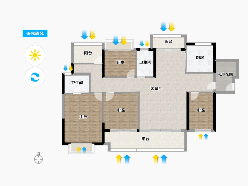 广东省-梅州市-融创奥园玖珑台-133.42-户型库-采光通风