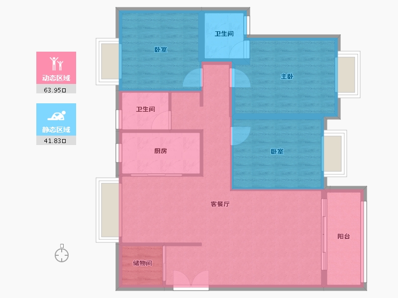 福建省-龙岩市-客都汇·金岸佳园-95.88-户型库-动静分区