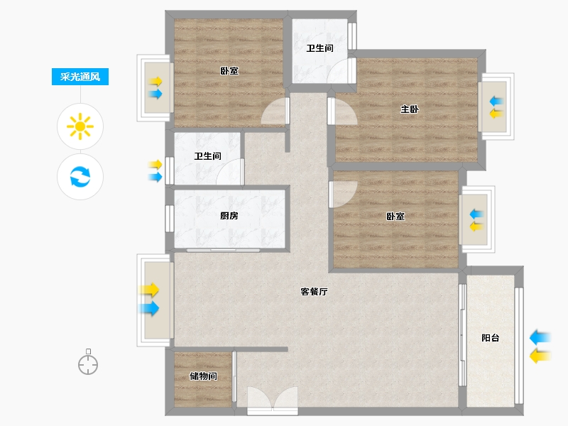 福建省-龙岩市-客都汇·金岸佳园-95.88-户型库-采光通风