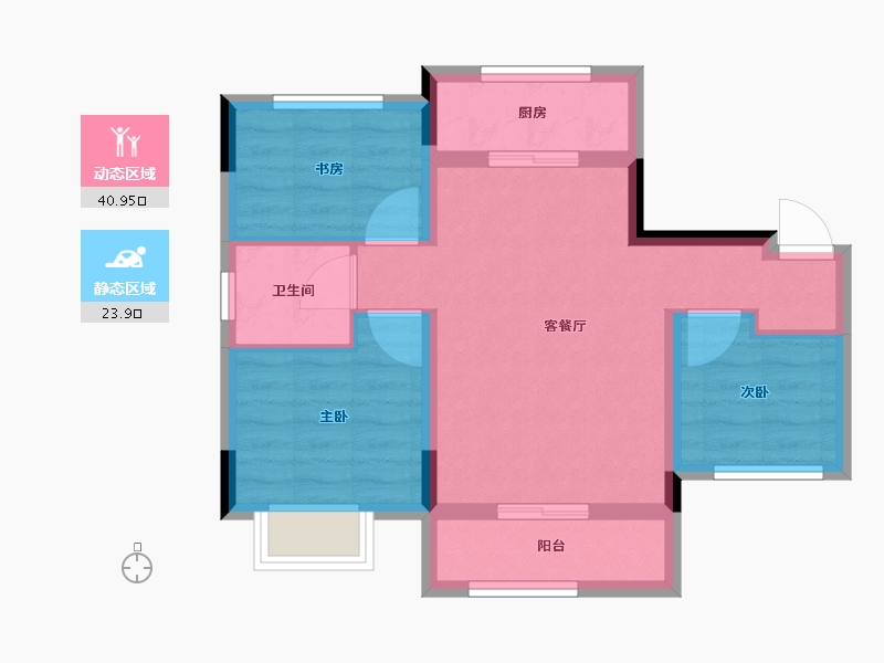 辽宁省-盘锦市-总部生态城泰郡-56.98-户型库-动静分区