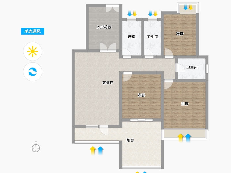 河北省-承德市-瓏璟苑-123.39-户型库-采光通风