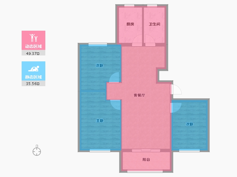 山东省-淄博市-中房四季城-76.47-户型库-动静分区