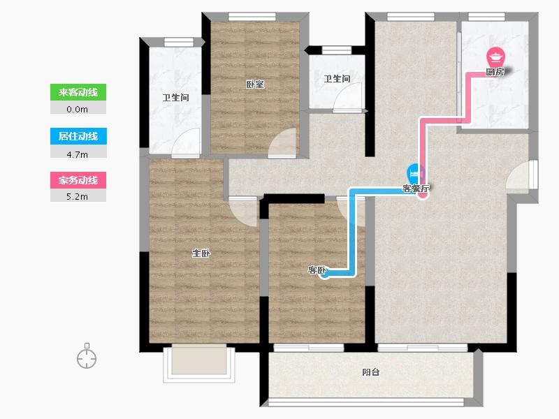 江苏省-徐州市-鸿基·泊枫花园-90.23-户型库-动静线