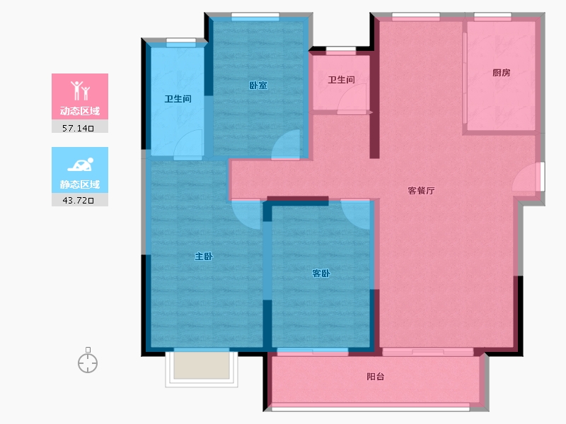 江苏省-徐州市-鸿基·泊枫花园-90.23-户型库-动静分区