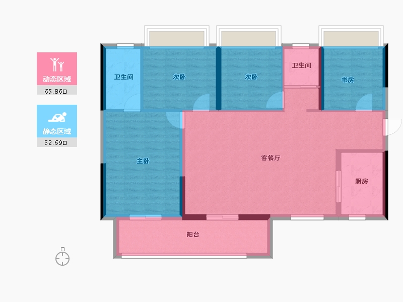 四川省-遂宁市-碧桂园·河东云著-107.68-户型库-动静分区