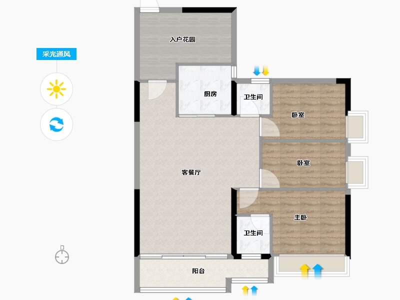 广东省-梅州市-龙腾一品-102.40-户型库-采光通风