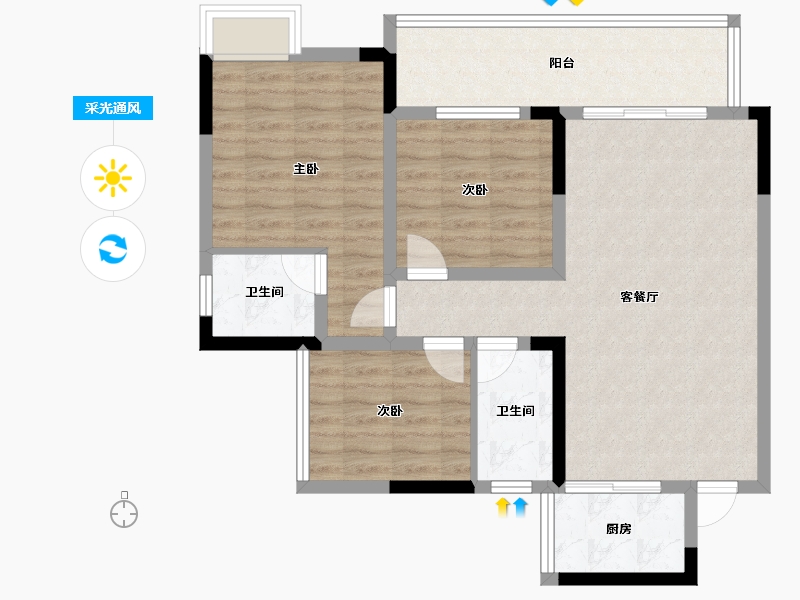 四川省-雅安市-康达山水城-84.79-户型库-采光通风