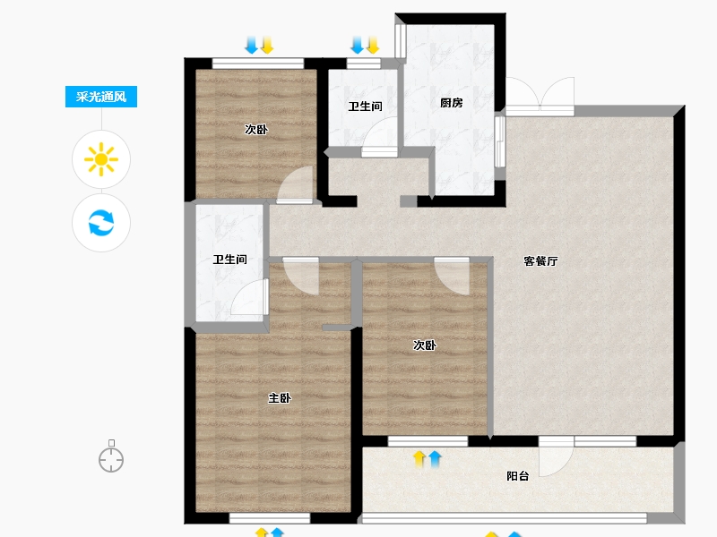 山东省-青岛市-建邦城锦墅-98.00-户型库-采光通风