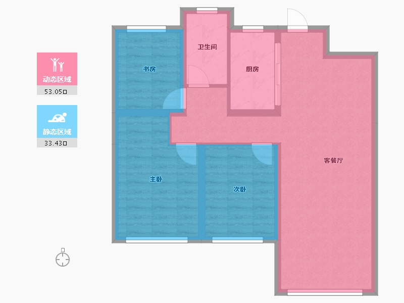 黑龙江省-哈尔滨市-华润置地崑崙御-77.47-户型库-动静分区