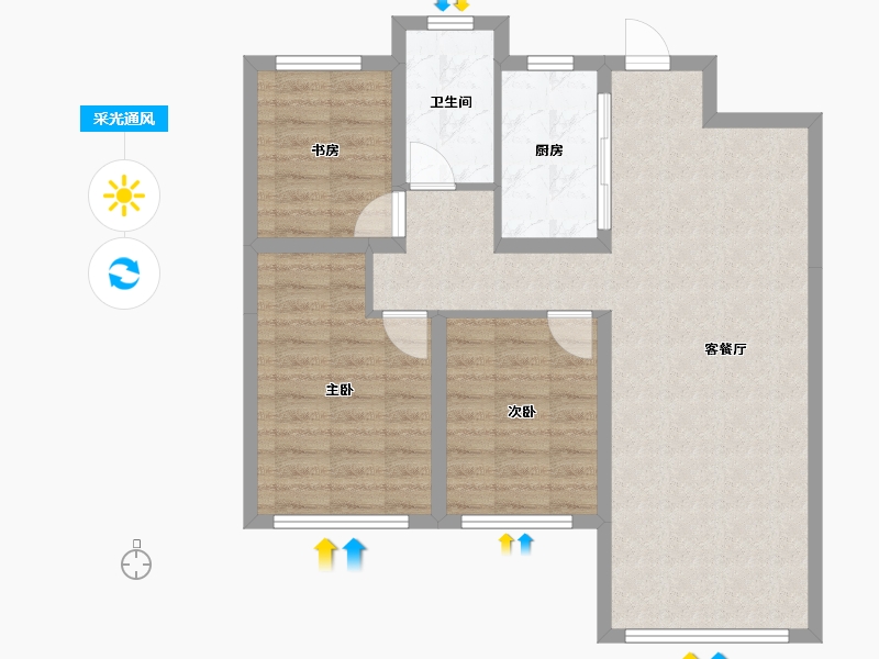 黑龙江省-哈尔滨市-华润置地崑崙御-77.47-户型库-采光通风