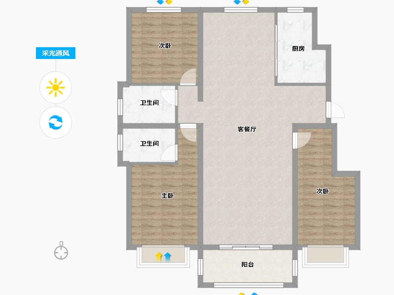 河北省-秦皇岛市-金洋戴河湾-111.21-户型库-采光通风