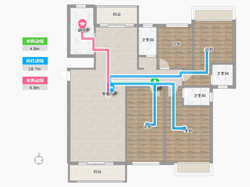 广东省-梅州市-鸿禧中心城尚园-125.60-户型库-动静线