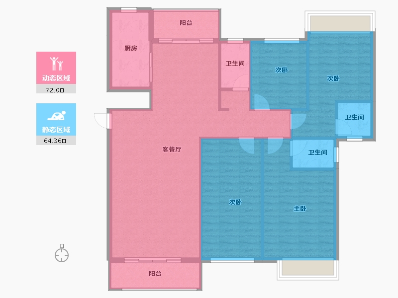 广东省-梅州市-鸿禧中心城尚园-125.60-户型库-动静分区