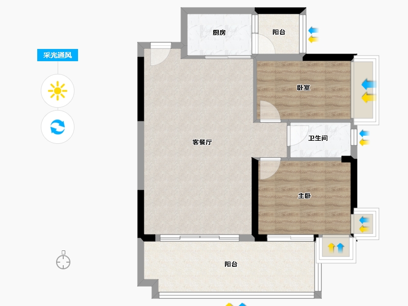 湖南省-衡阳市-珠江愉景南苑-72.68-户型库-采光通风