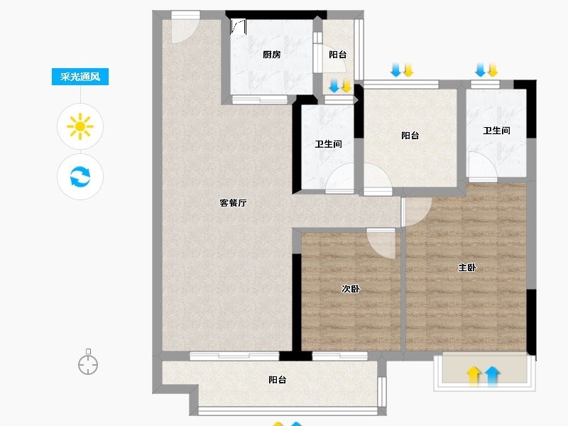 广东省-佛山市-保利中央公园-83.73-户型库-采光通风