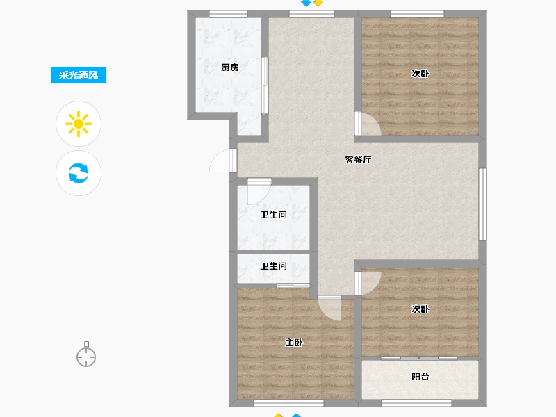 山东省-青岛市-泰邦佳苑-100.36-户型库-采光通风