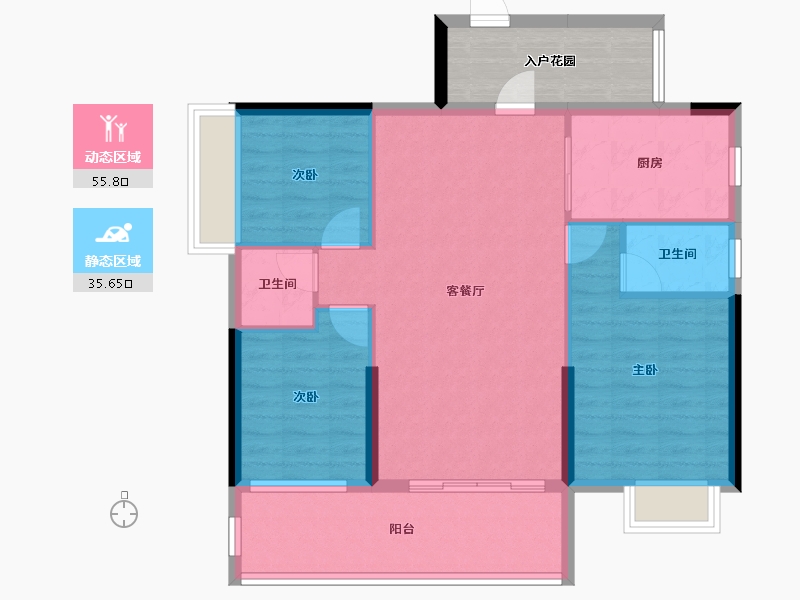 广东省-梅州市-合泰华璟城-89.61-户型库-动静分区