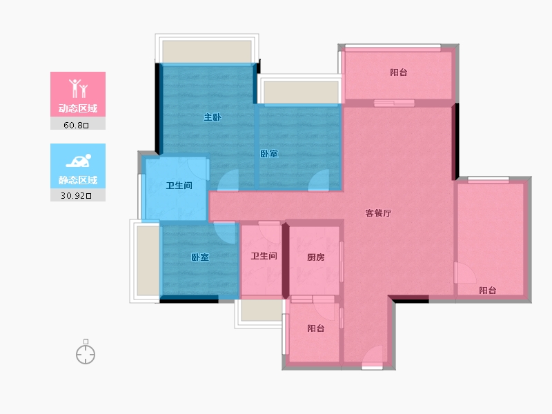 广东省-湛江市-培华雅居-81.80-户型库-动静分区