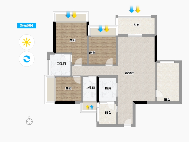 广东省-湛江市-培华雅居-81.80-户型库-采光通风