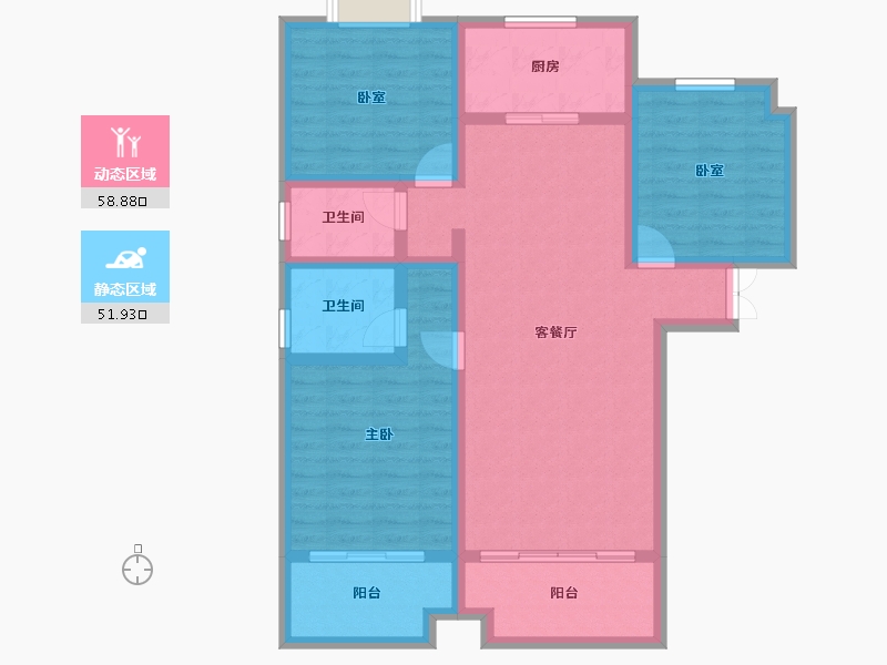 河南省-信阳市-四季花城Ⅰ期牡丹园-98.50-户型库-动静分区