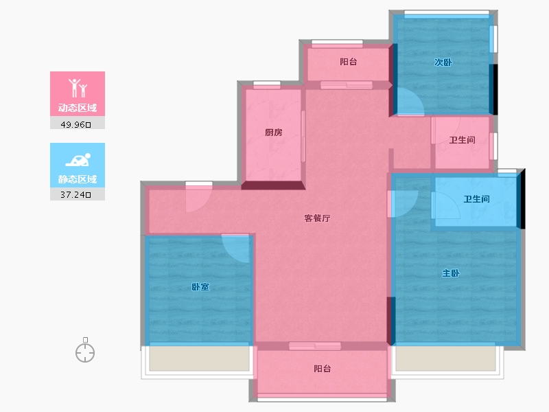 四川省-遂宁市-碧桂园·河东云著-77.35-户型库-动静分区