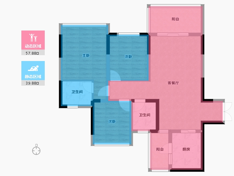 四川省-雅安市-西网江湾城-86.47-户型库-动静分区