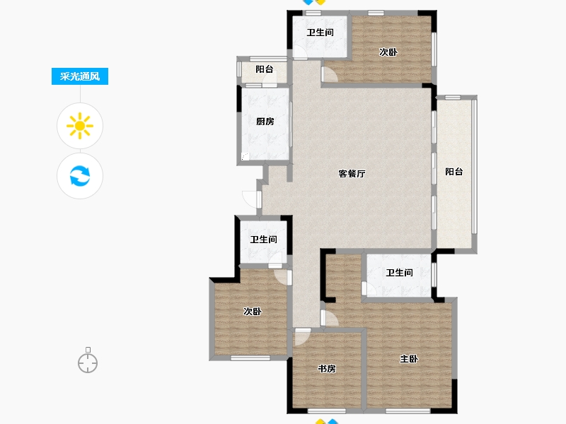 山东省-青岛市-檀府御园-188.00-户型库-采光通风