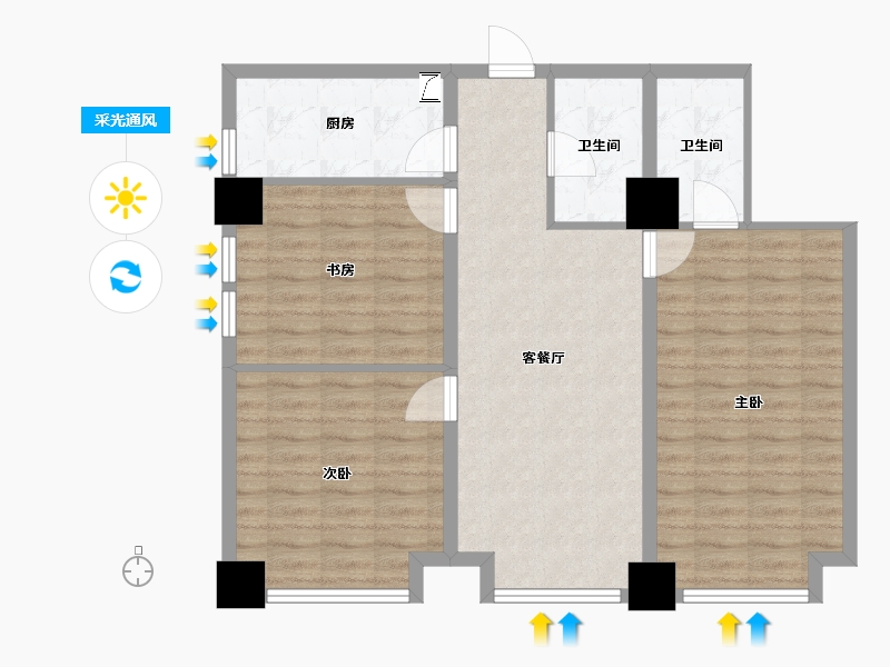 河北省-保定市-凤凰国际-90.56-户型库-采光通风