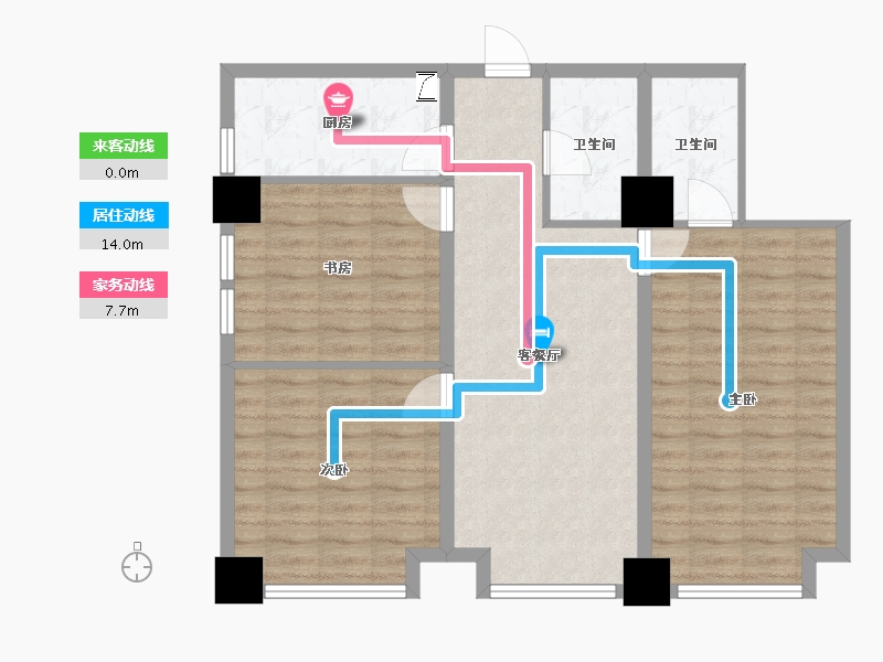 河北省-保定市-凤凰国际-90.56-户型库-动静线