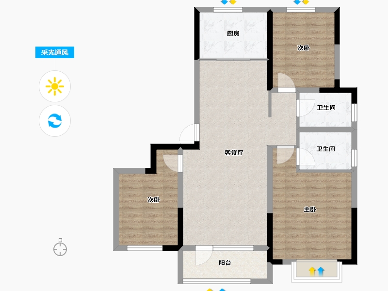 山东省-青岛市-胶州湾·空港新城-97.00-户型库-采光通风