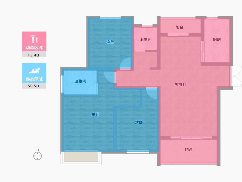 江西省-上饶市-安厦·带湖雅苑-100.66-户型库-动静分区