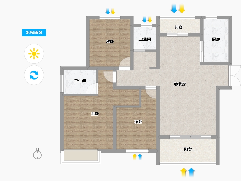 江西省-上饶市-安厦·带湖雅苑-100.66-户型库-采光通风