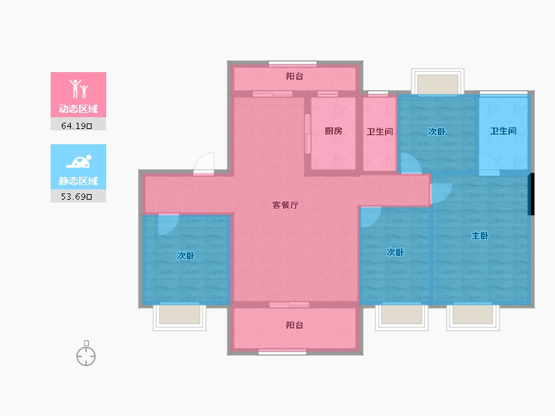 湖南省-邵阳市-碧桂园紫薇上城-105.65-户型库-动静分区