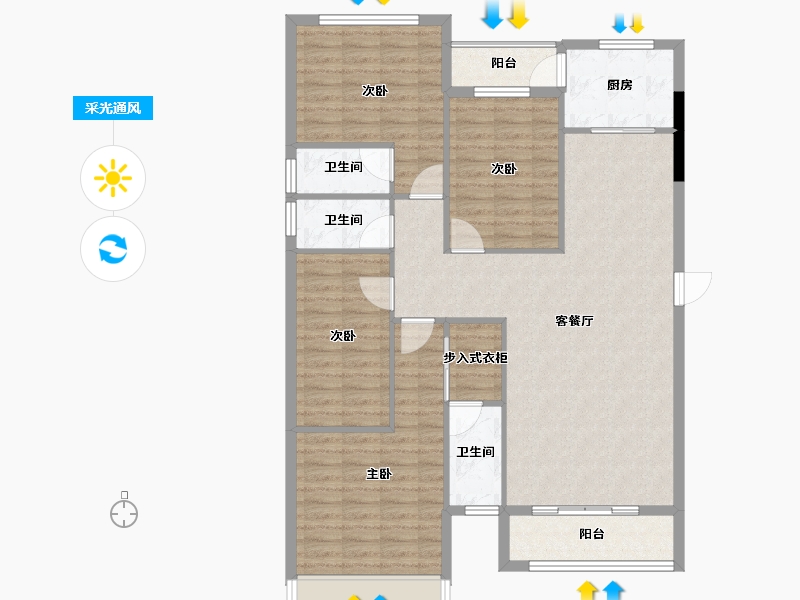 广东省-梅州市-鸿禧中心城尚园-119.20-户型库-采光通风