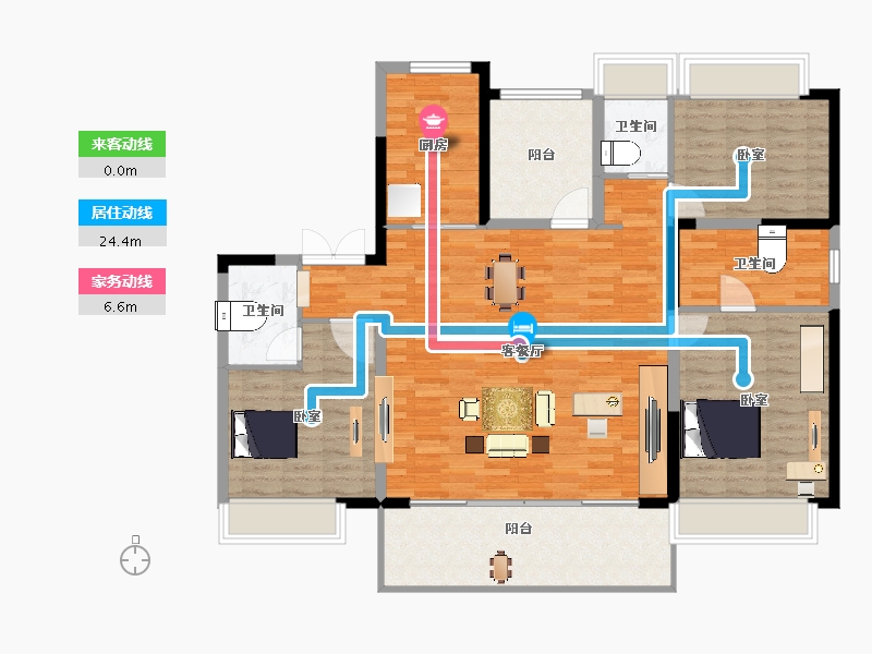 湖南省-长沙市-碧桂园博萃梅溪-127.67-户型库-动静线