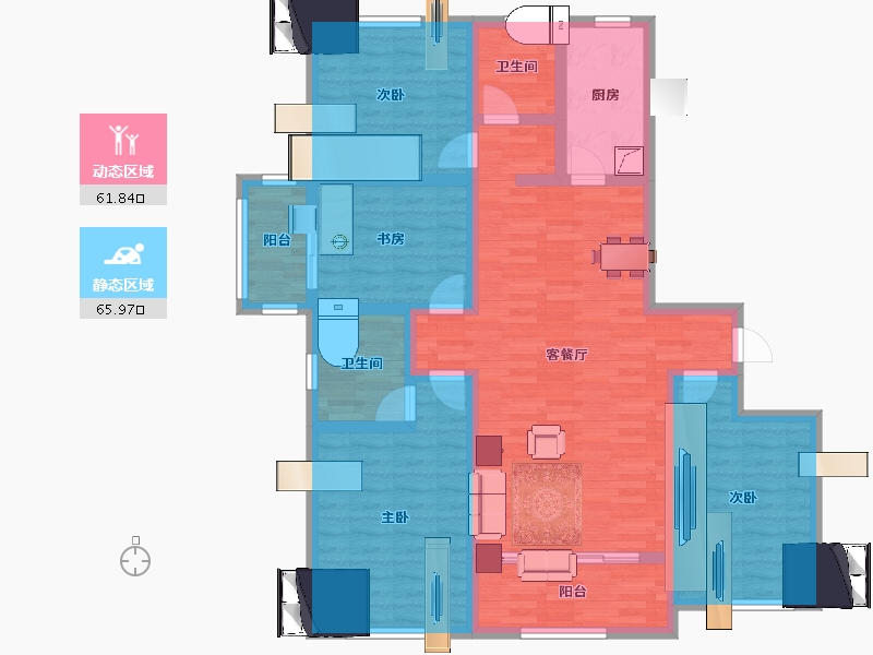 山东省-淄博市-中房四季城-112.81-户型库-动静分区