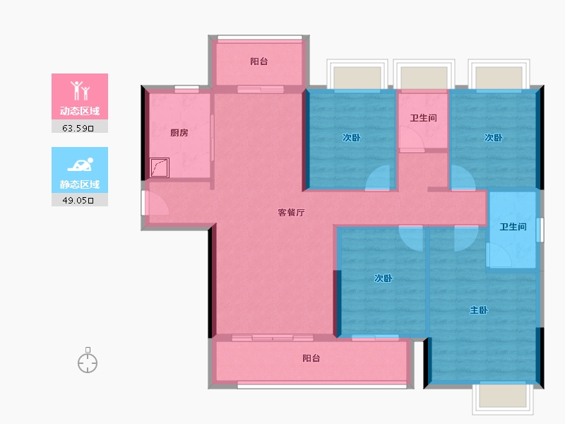 广东省-梅州市-敏捷奥园珑玥府-101.09-户型库-动静分区