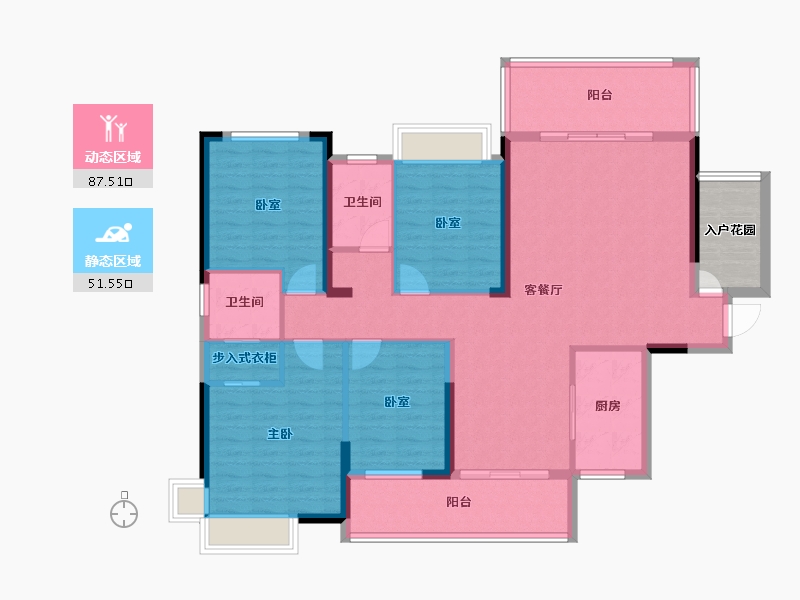 湖南省-郴州市-中港瓏熙府-130.52-户型库-动静分区