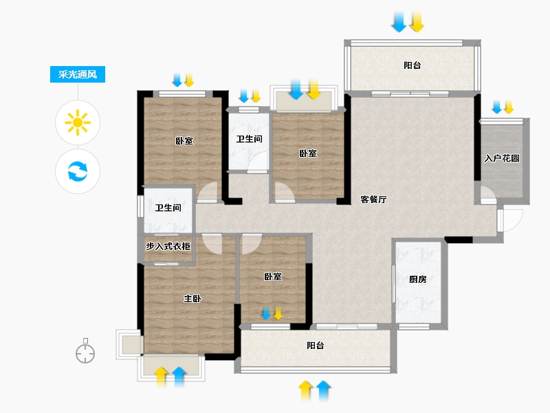 湖南省-郴州市-中港瓏熙府-130.52-户型库-采光通风