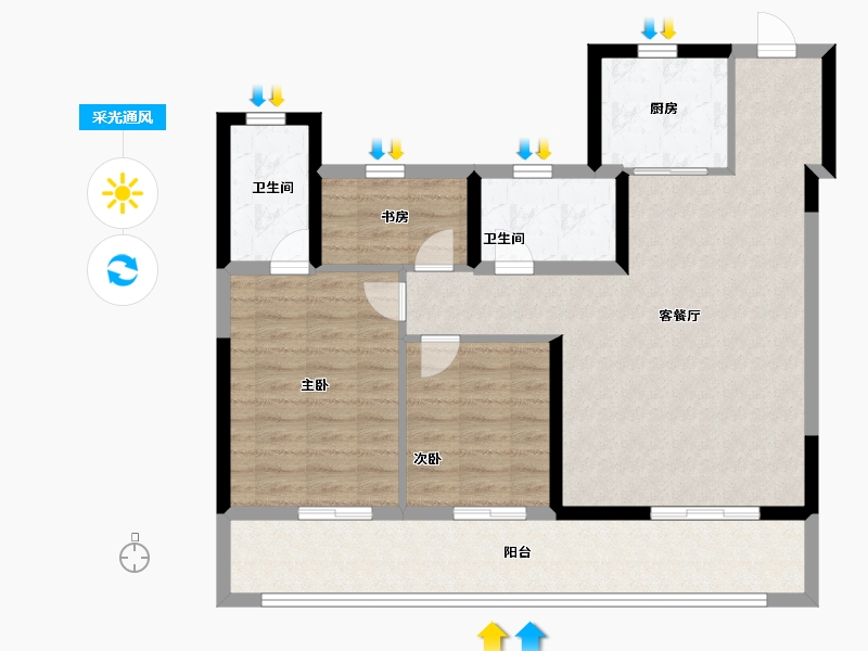 浙江省-温州市-云创上城-91.20-户型库-采光通风