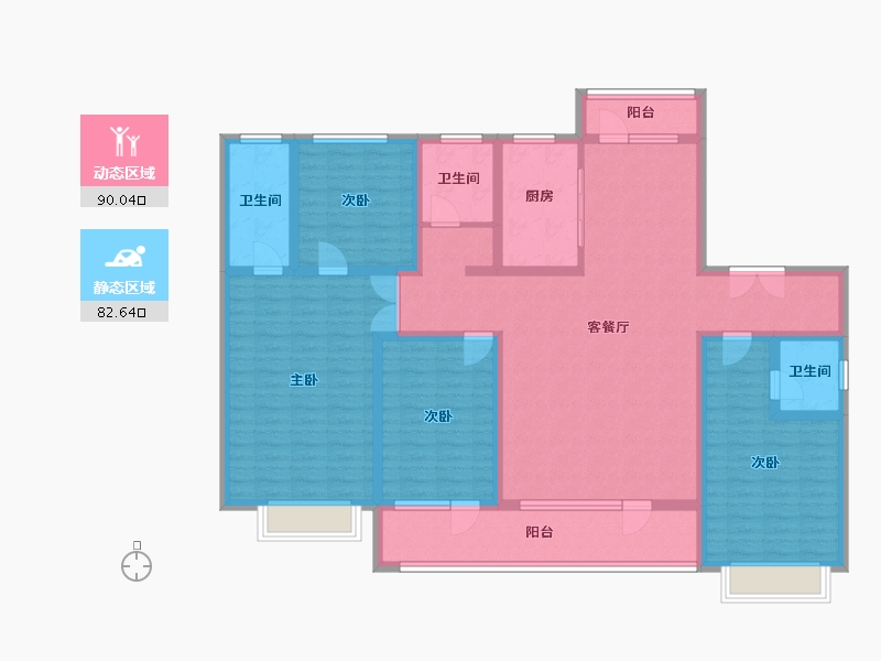 河北省-石家庄市-弘石湾尚府-154.17-户型库-动静分区