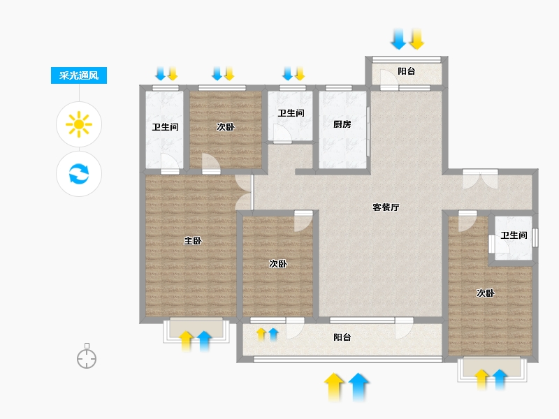 河北省-石家庄市-弘石湾尚府-154.17-户型库-采光通风