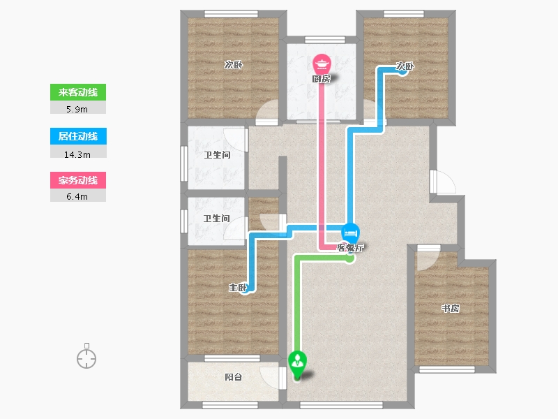 山东省-淄博市-盛康薔薇里-109.39-户型库-动静线