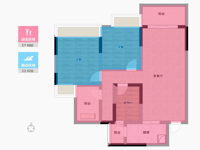 四川省-成都市-华侨城融创春风十里-69.98-户型库-动静分区