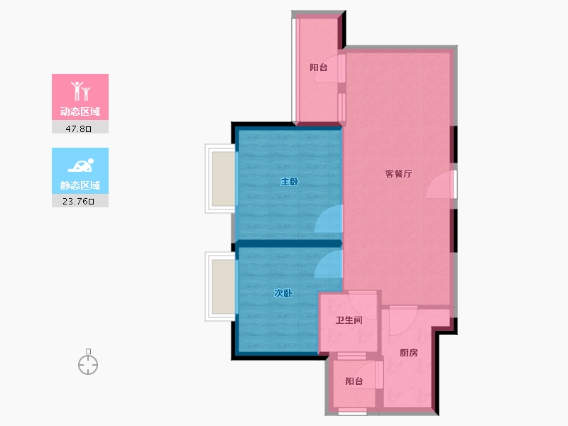 湖北省-荆州市-纳海翡丽-64.00-户型库-动静分区