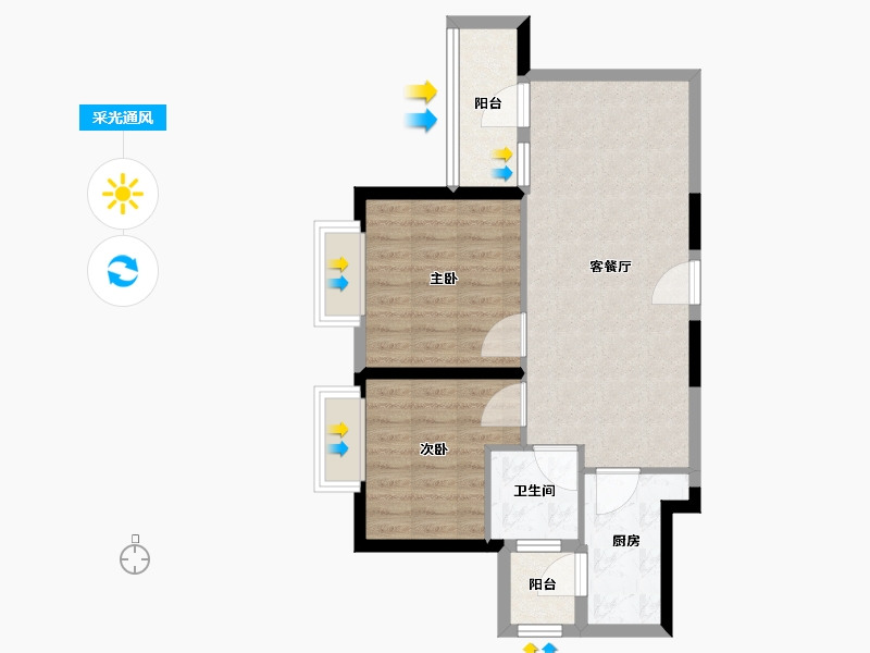 湖北省-荆州市-纳海翡丽-64.00-户型库-采光通风