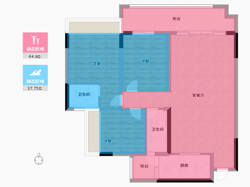 四川省-遂宁市-正黄·翡翠湾-92.00-户型库-动静分区